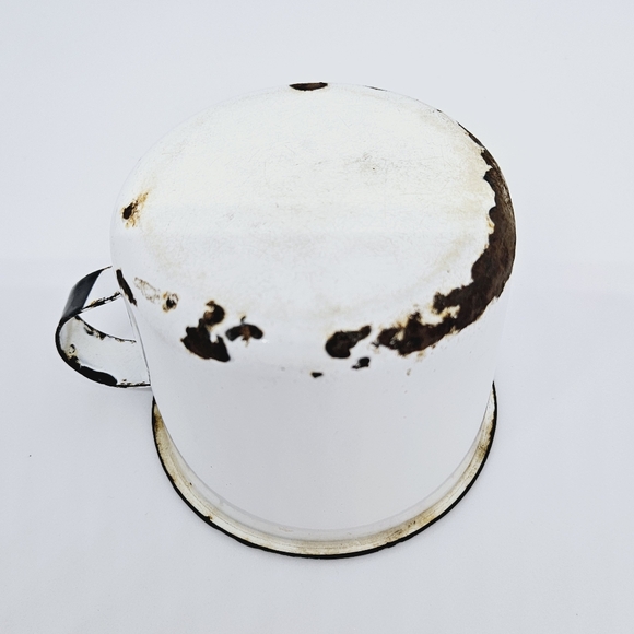 Antique Enamel Metal Coffee Tea Cup - Picture 6 of 9